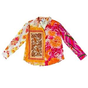 NWT 🇫🇷 Calypso St. Barth Floral Vacation Hawaiian Pink Button Down Shirt XL